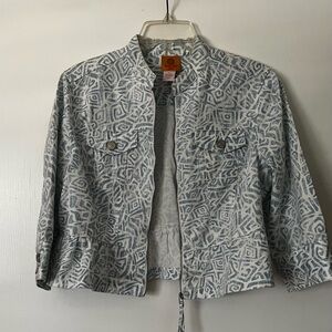Ruby Rd. Blue Patterned Cotton Jean Jacket